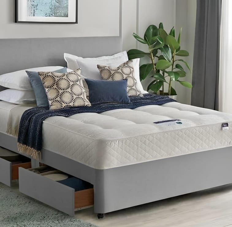 Double Size Divan bed with mattress + 2 Drawers